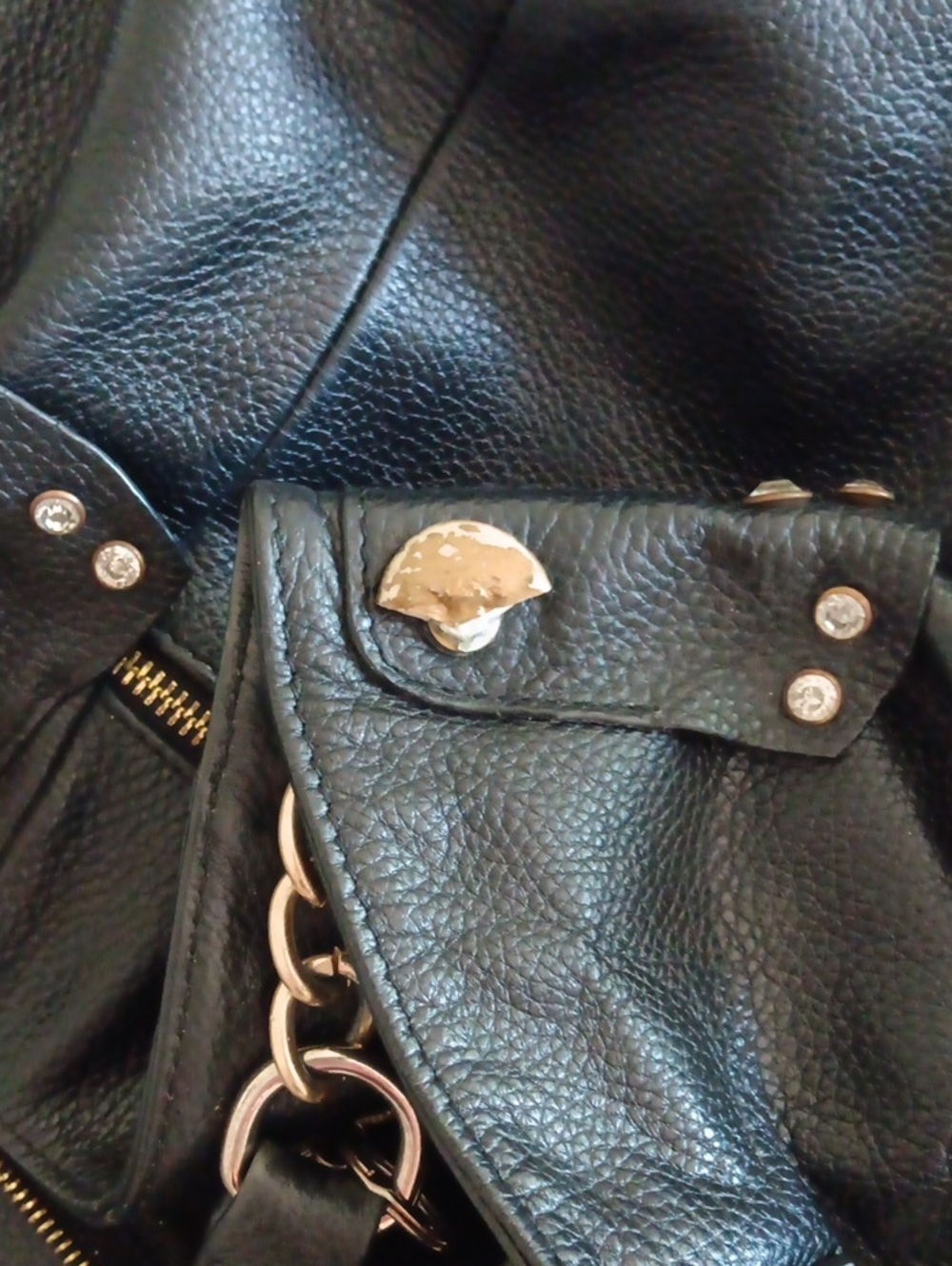 FJ Italian Leather Satchel & crossbody bag -- pebbled Black - Picture 6 of 8